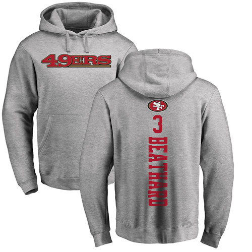 Men San Francisco 49ers Ash C. J. Beathard Backer #3 Pullover NFL Hoodie Sweatshirts